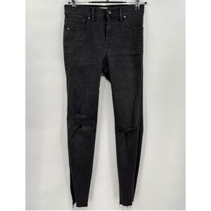 Madewell 26 9" High-Rise Skinny Jeans Womens Black Distressed Raw Hem